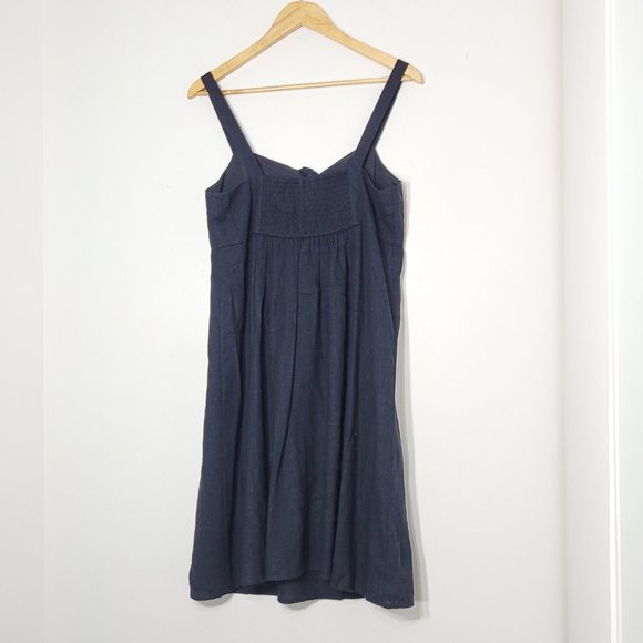 LOFT Black Outlet Lounge Sleeveless Strappy Linen Blend Cami Dress Lightweight - Picture 3 of 13